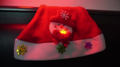 Blinking-snowman-decoration-at-Christmas-hat